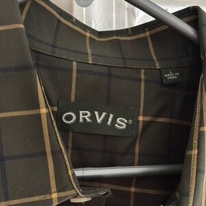 Orvis Dark Green and Tan Checkered Shirt